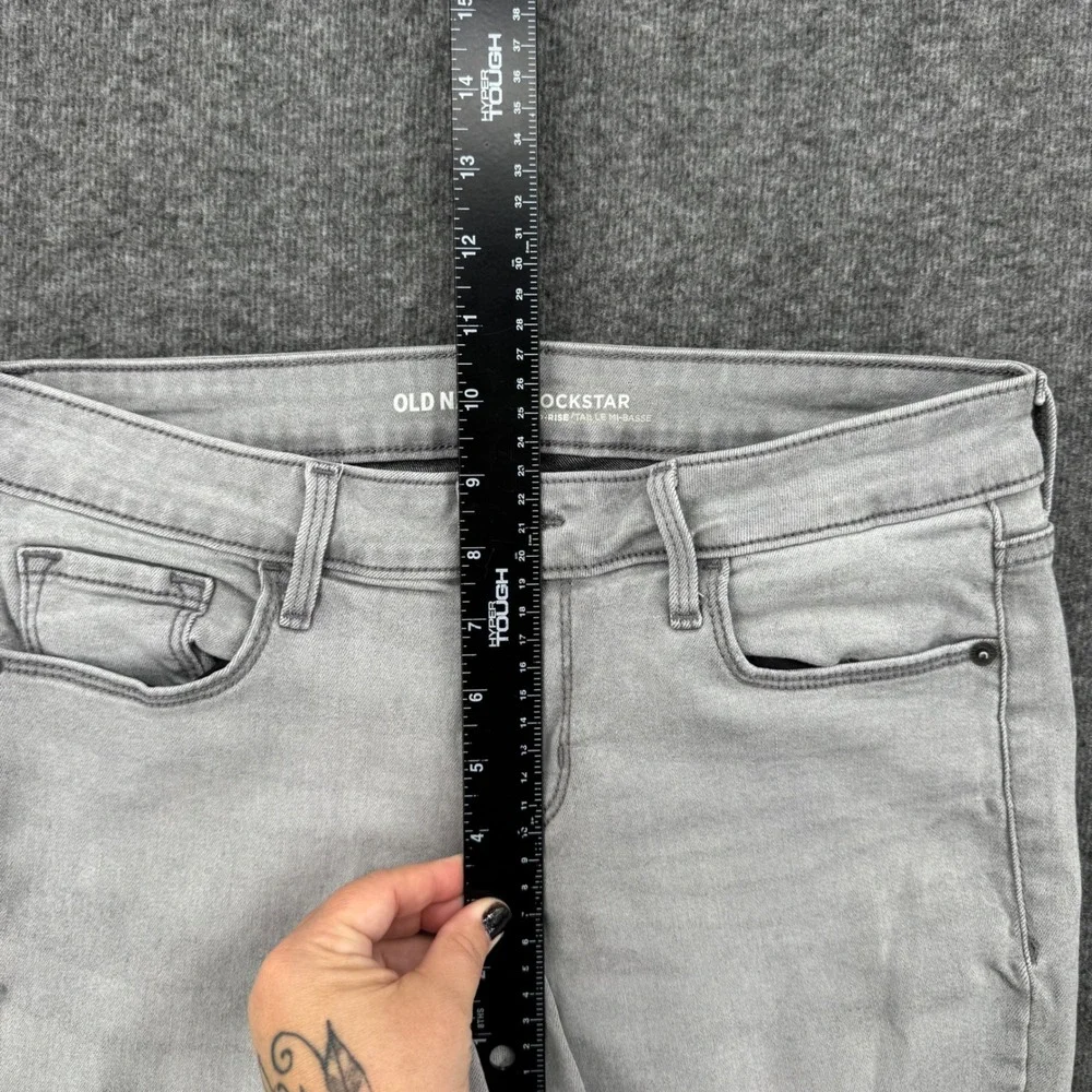 Old Navy Rockstar Mid Rise Skinny Jeans Light Gray Denim Women Size 6  Casual